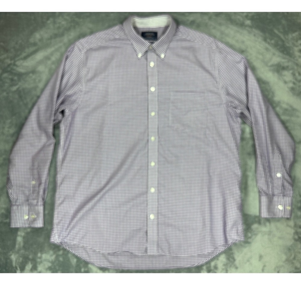 Charles Tyrwhitt Mens XL Purple Gingham Non-Iron Classic Fit Button Down Shirt